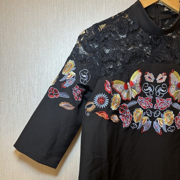 C'Fait Pour Vous , Made In France Dress 38, Embroidered Lace Detail Black Dress - Picture 5 of 13